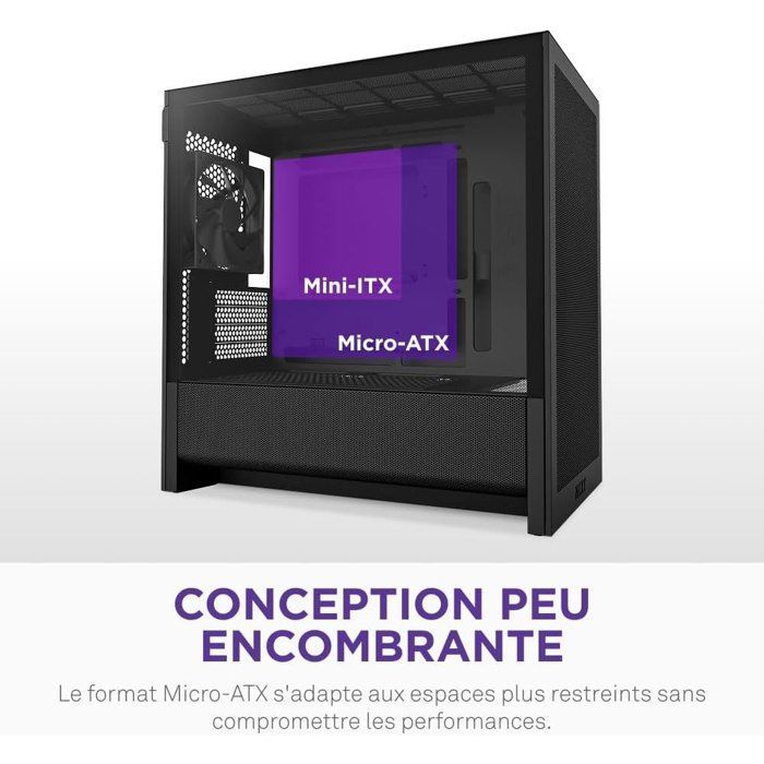 Boitier moyen-tour micro-ATX - NZXT - CC-H31FB-01 - H3 Flow - Airflow remarquable - Noir - GPU grand format