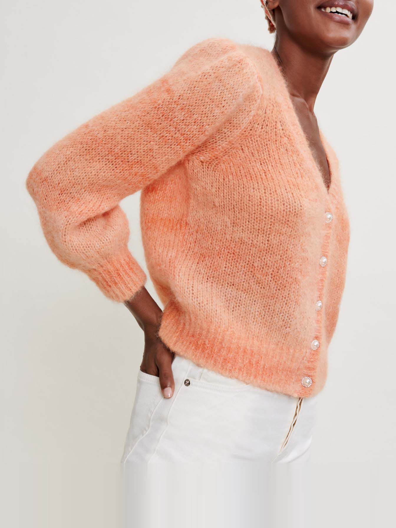 Bedrukt mohair vest - Oranje