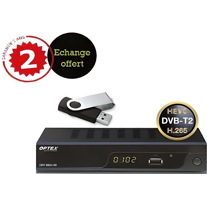 HD digitale terrestrische televisie (DTT) decoder - OPTEX - 8932 - Dubbele tuner - Externe harde schijf - 64 GB USB