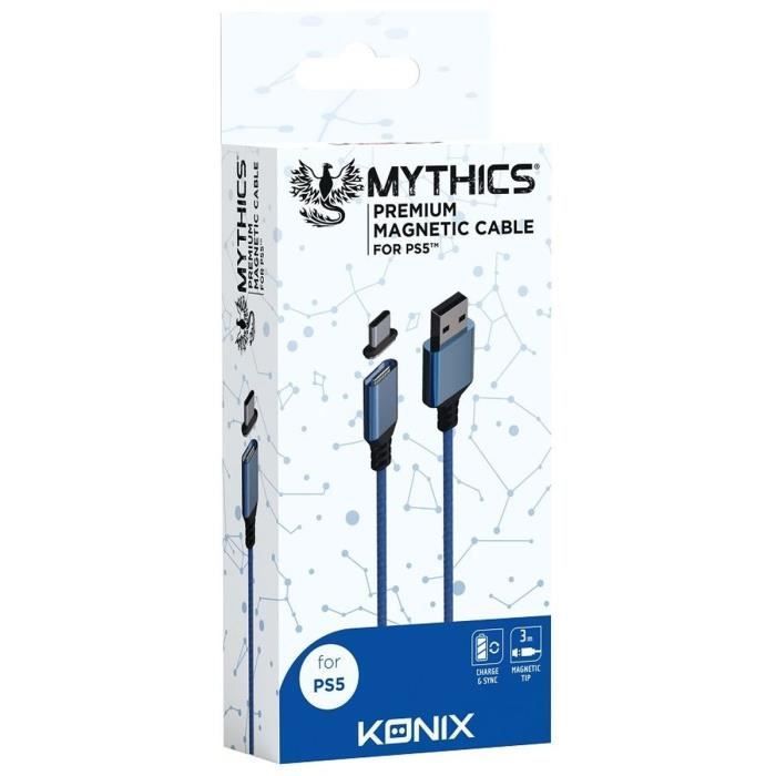 Cable magnético - 3 m - KONIX - PS5 - Azul