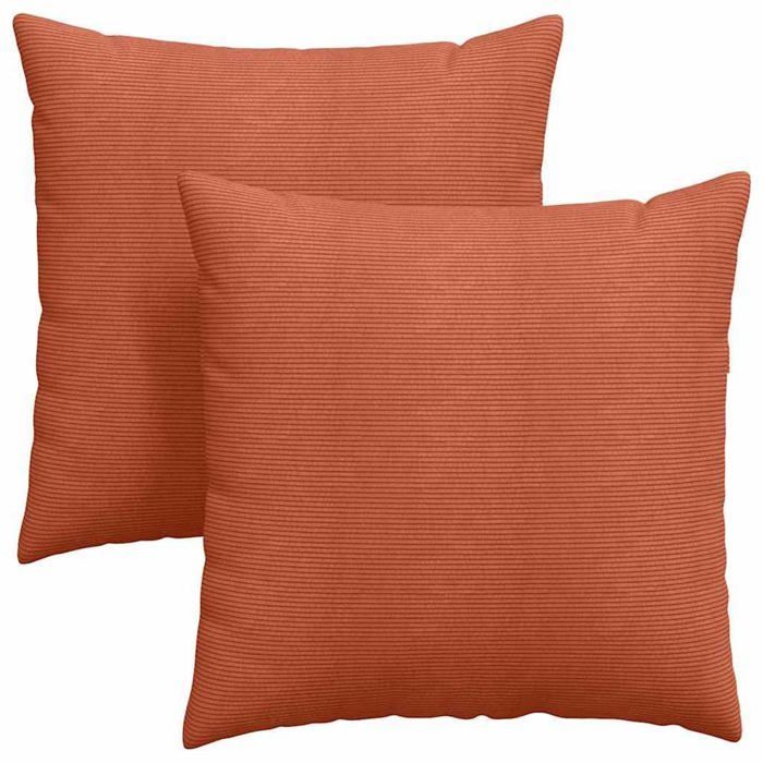 Sofakissen aus Cord – vidaXL – Rot-Orange – 60 x 60 x 22 cm – Abnehmbare Bezüge – Polyesterfüllung