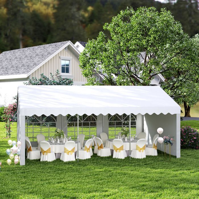 Outsunny - Carpa para fiestas - PE, acero galvanizado - 600x400x280cm - Blanca