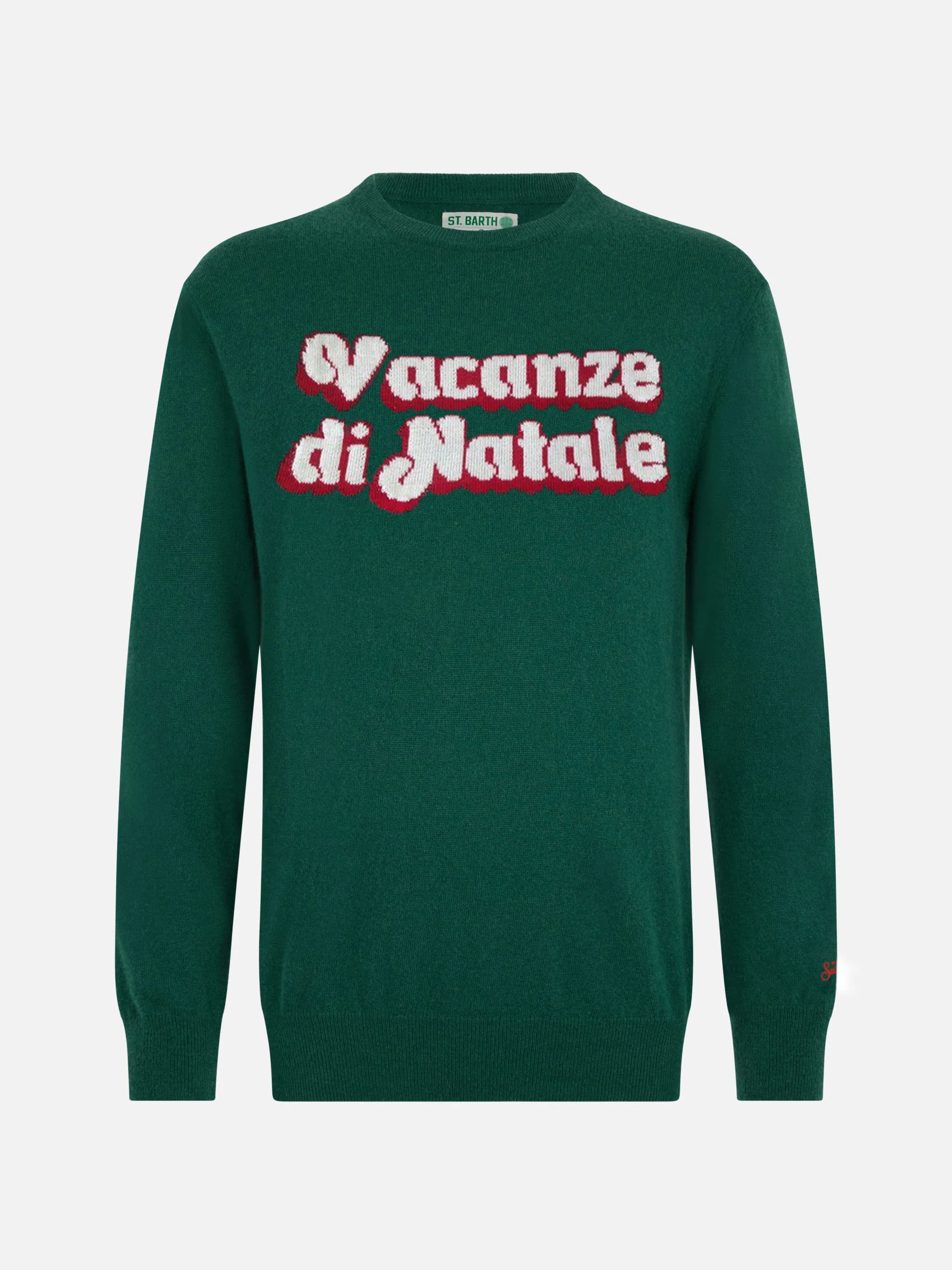 Maglione verde da uomo Heron con logo Vacanze di Natale jacquard | VAC