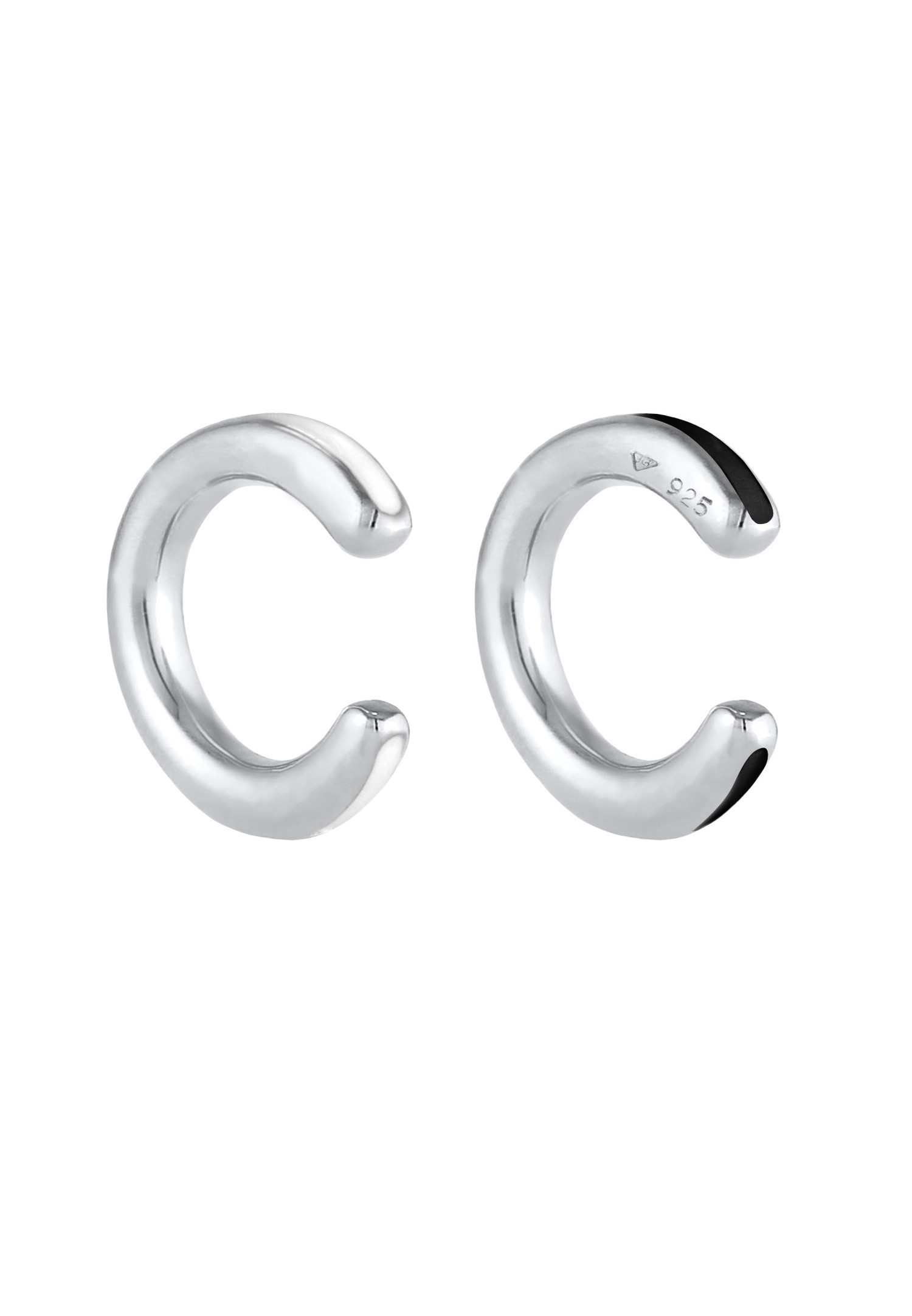 Elli Ensemble de boucles d'oreilles pour femmes - Noir minimal de base avec émail en argent sterling 925