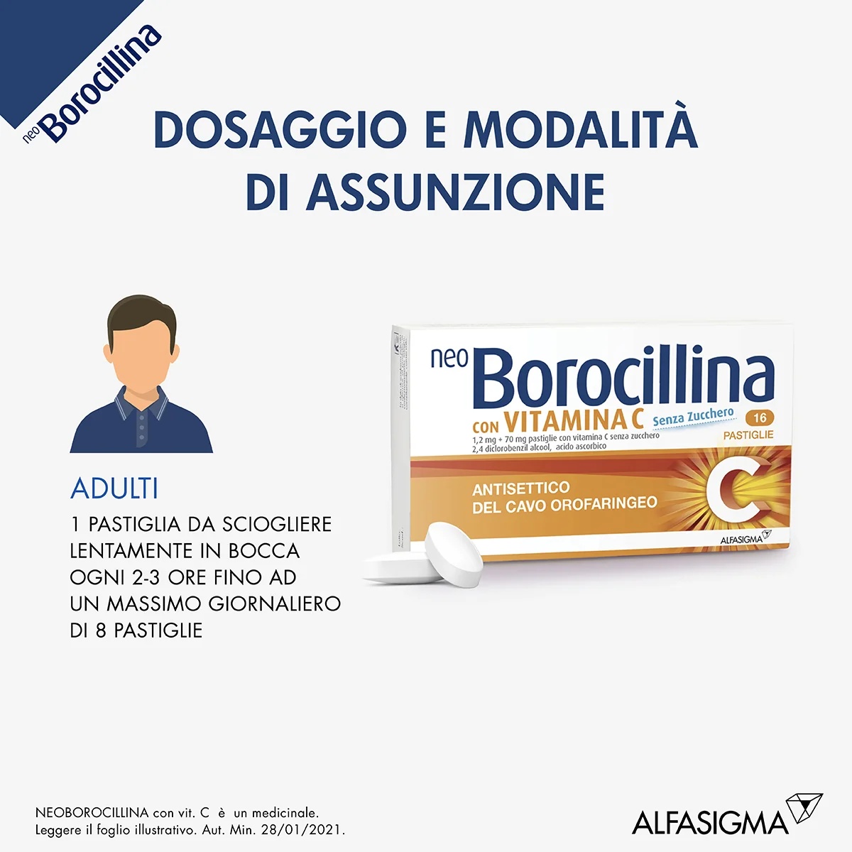 NEOBOROCILLINA Néoborocilline C sans sucre 16 comprimés antiseptique oropharyngé