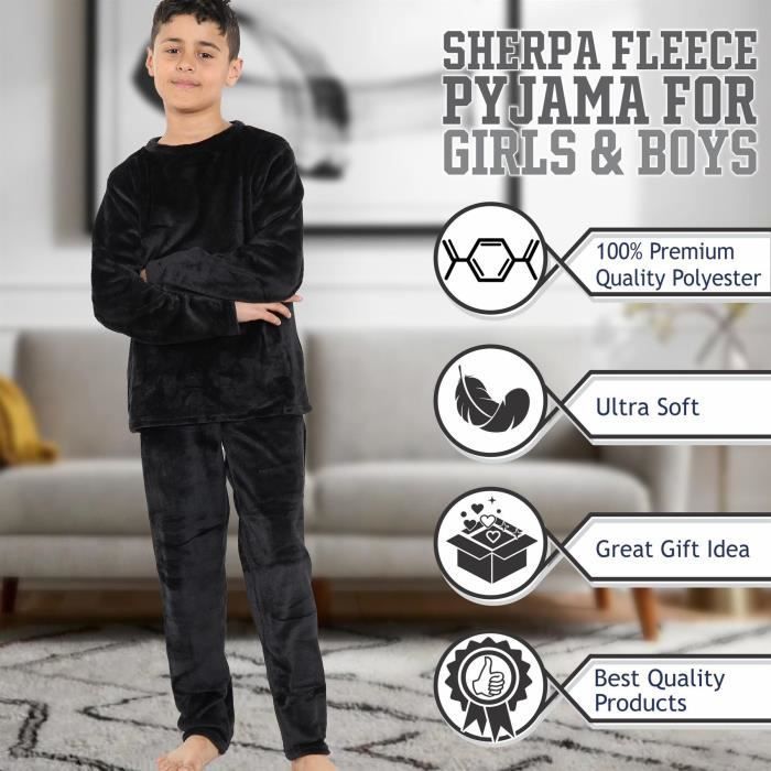 A2Z 4 Kids Warm Fleece Twosie Round Neck Pyjamas Boys Girls Nightwear Set 5-13