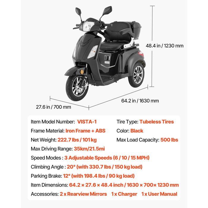 Monopattino elettrico a 3 ruote Duoku per tutti i terreni - 1000W - Portata massima 226,8 kg - Autonomia fino a 35 km