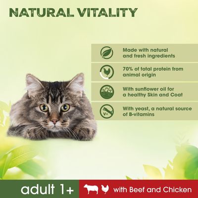 Perfect Fit Natural Vitality Adult 1+ naudanliha-kana
