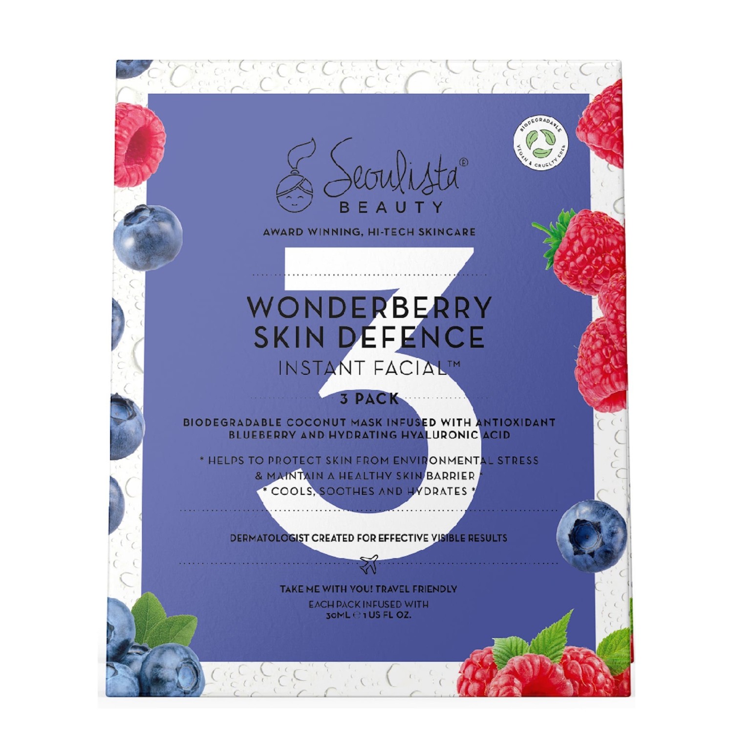 seoulista beauty Wonderberry Instant Facial - Multi Pack 3's