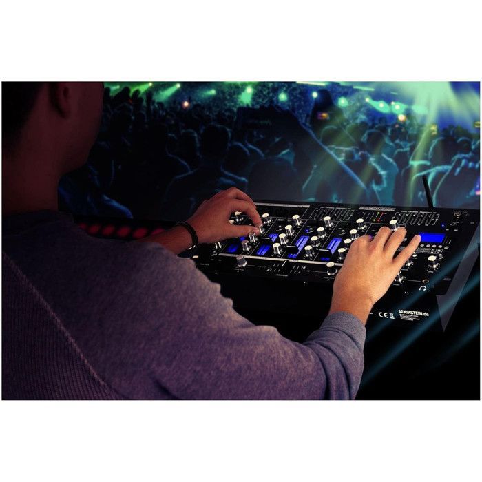 Mixer DJ Pronomic DX-165REC MKII con USB e Bluetooth - 4 ingressi microfonici, canali 1 e 2 con interruttore telefono/linea.