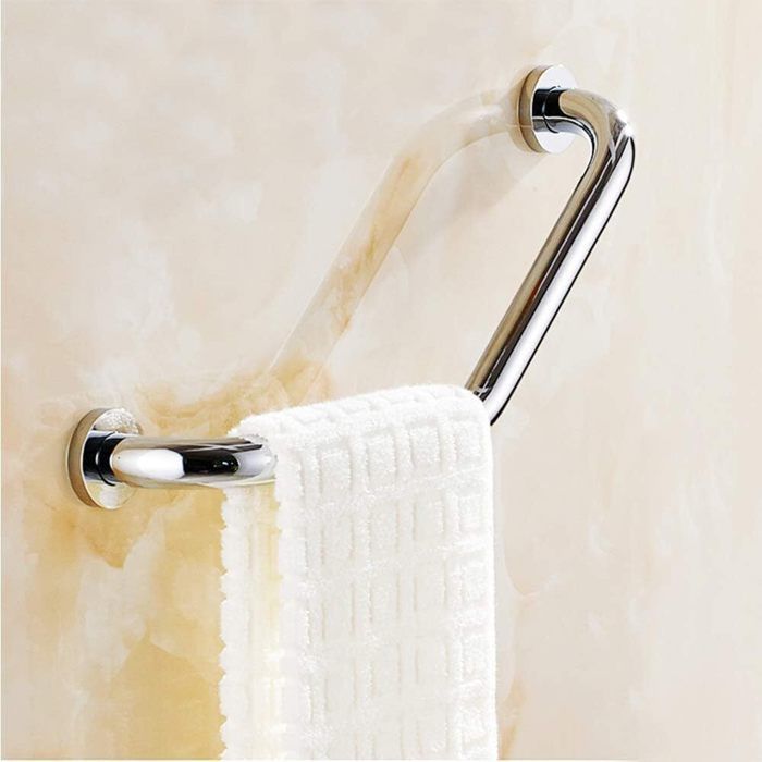 TOKIUS 45 cm roestvrijstalen douchegreep, toiletgreep, chroom, 304 roestvrij staal, zilver