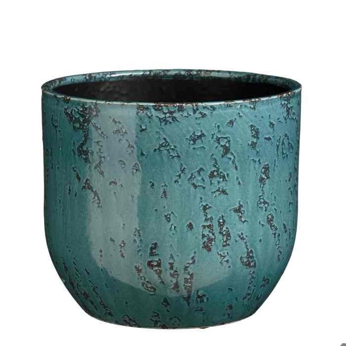 Mica Decorations Sandro Bloempot - 24x24x22 cm - Keramiek - Petrol