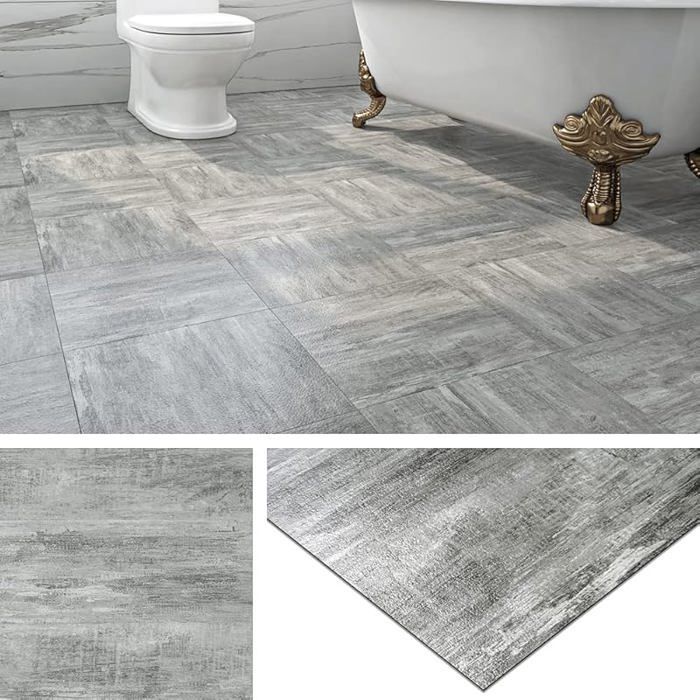 Suelo adhesivo de PVC imitación madera, suelo adhesivo de linóleo impermeable, suelo adhesivo para baño, tablero adhesivo de PVC, suelo de madera gris, 4 suelos de PVC