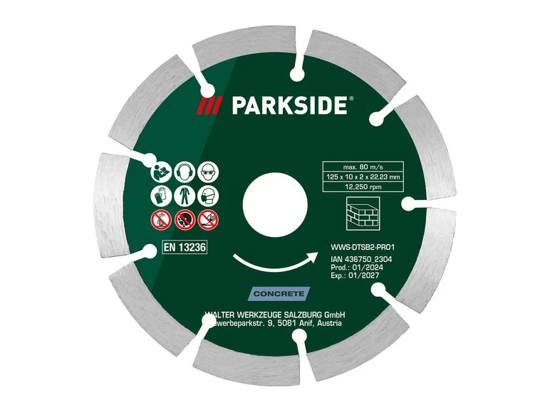 Conjunto de 2 discos diamantados PARKSIDE® para concreto ou madeira.