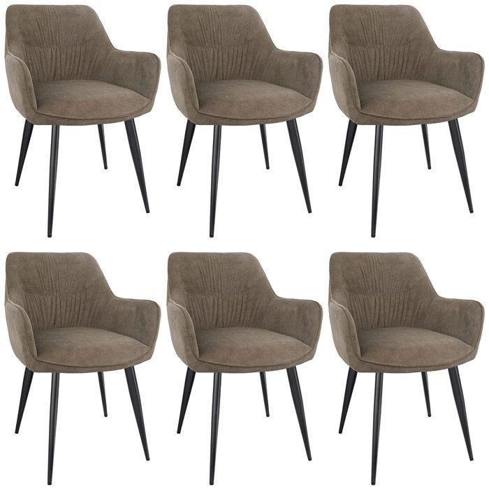 WAFTING Lot de 6 Chaises de Salle à Manger, Chaises de Cuisine, Fauteuil Rembourrée en Velours, Pieds en Métal, Marron