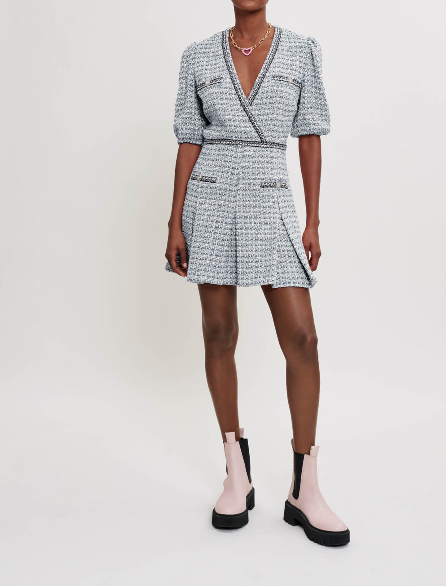 Rochie din tweed - Albastră