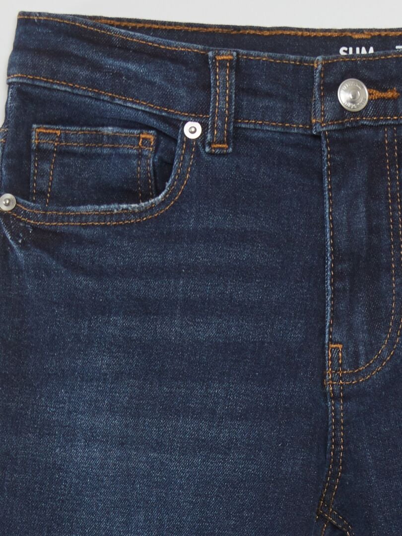 Verstelbare slim fit jeans met hoge taille - BLAUW