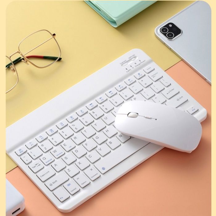 Conjunto de teclado y ratón inalámbricos Bluetooth, recargables, de alta respuesta, diseño ergonómico, color blanco.