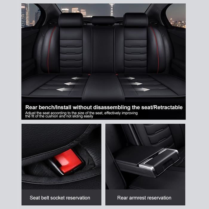 Funda para asiento de coche - HELLOVE - Universal - Piel sintética - Fácil instalación - Compatible con airbag