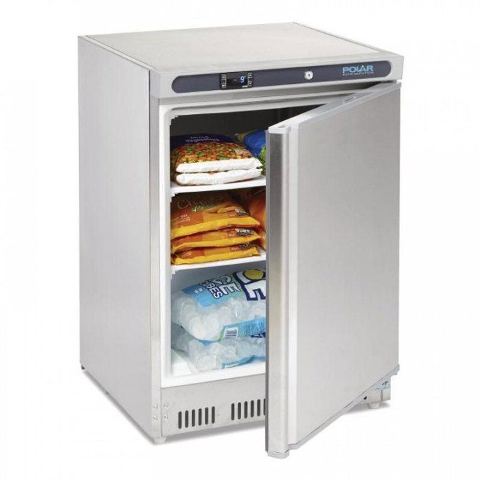 Gefrierschrank aus Edelstahl, 140 Liter, mit einer wechselbar anschlagbaren, abschließbaren Tür, 150 W, 220 V – Einphasig