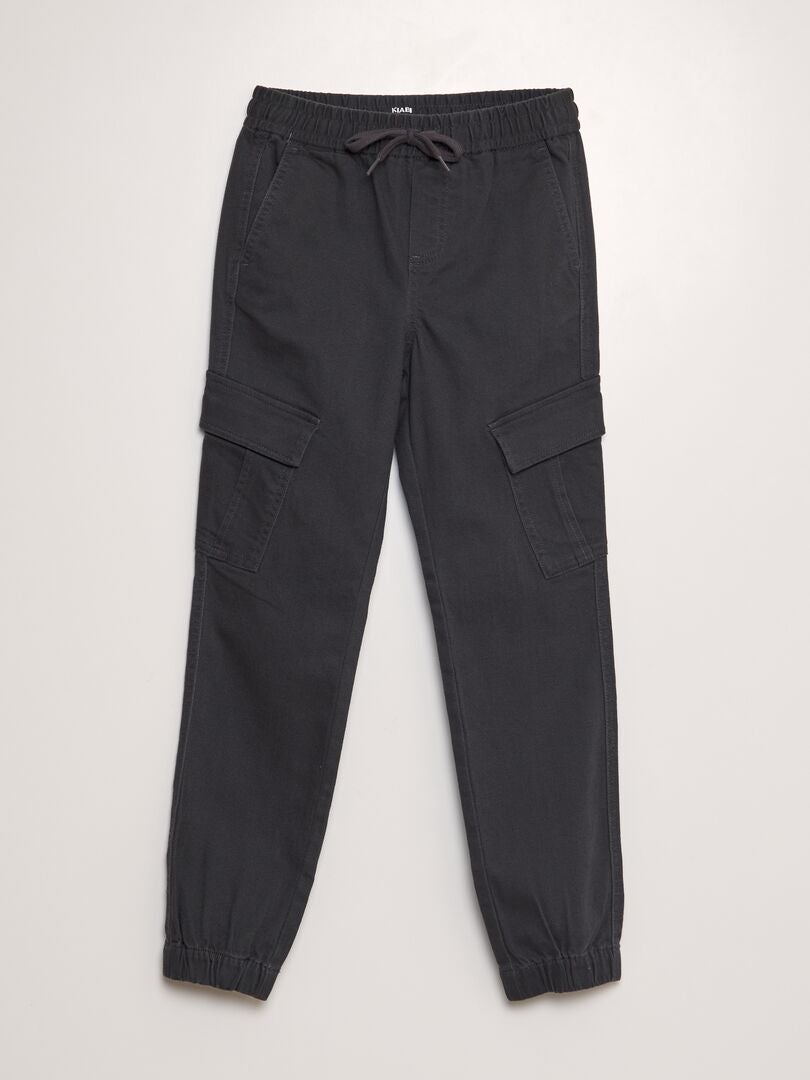 Pantalones deportivos de felpa con bolsillos laterales - NEGRO