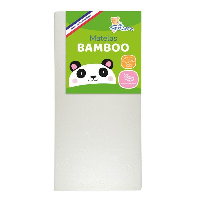 Les Noursons - Matelas Bébé Bamboo - 60x120 cm - Doux et Absorbant - Sans Traitement chimique - Fabrication Française