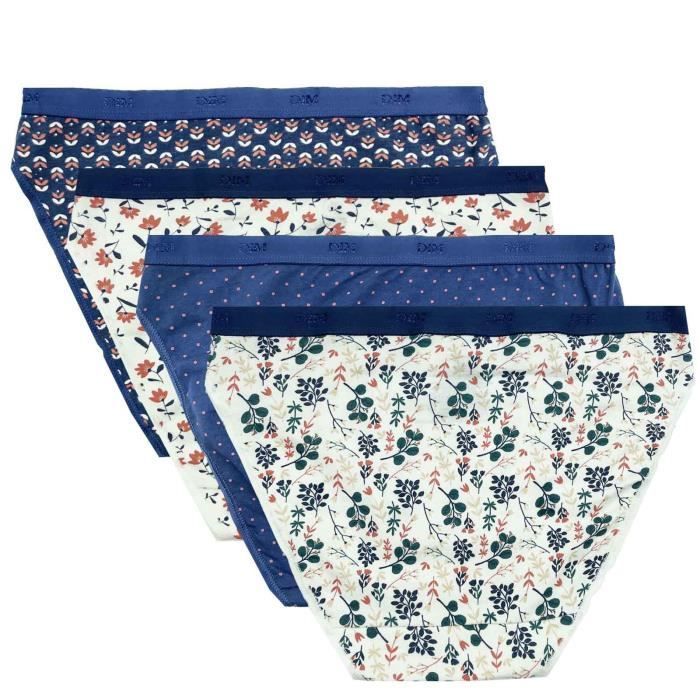 Braguitas de algodón elástico sin bolsillos DIM - Paquete de 4 - Azul