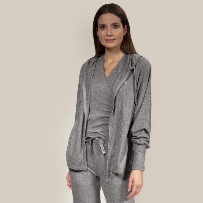 Sudadera para estar en casa - ISOTONER - Mujer - Gris jaspeado - ultrasuave y ultracómoda