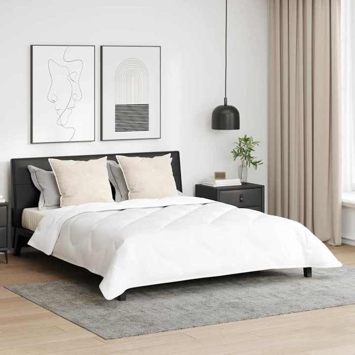 vidaXL Edredón con almohadas, 3 piezas, microfibra blanca y plumas de ganso, dormitorio moderno, juego de edredón de microfibra 3377938