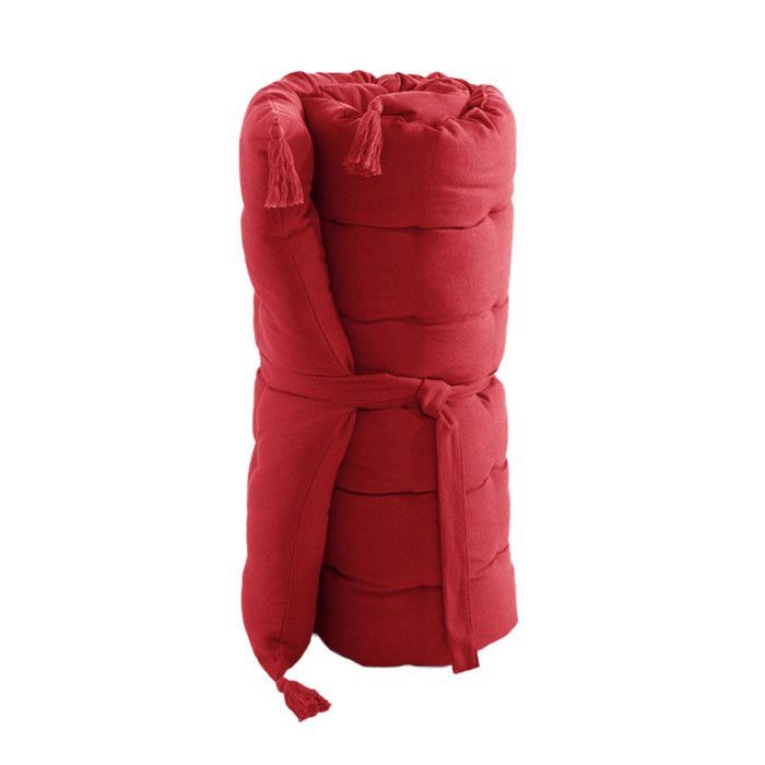 SOPHIE - Matelas de Sol avec pompons 60x120cm Coton Coloris Cerise