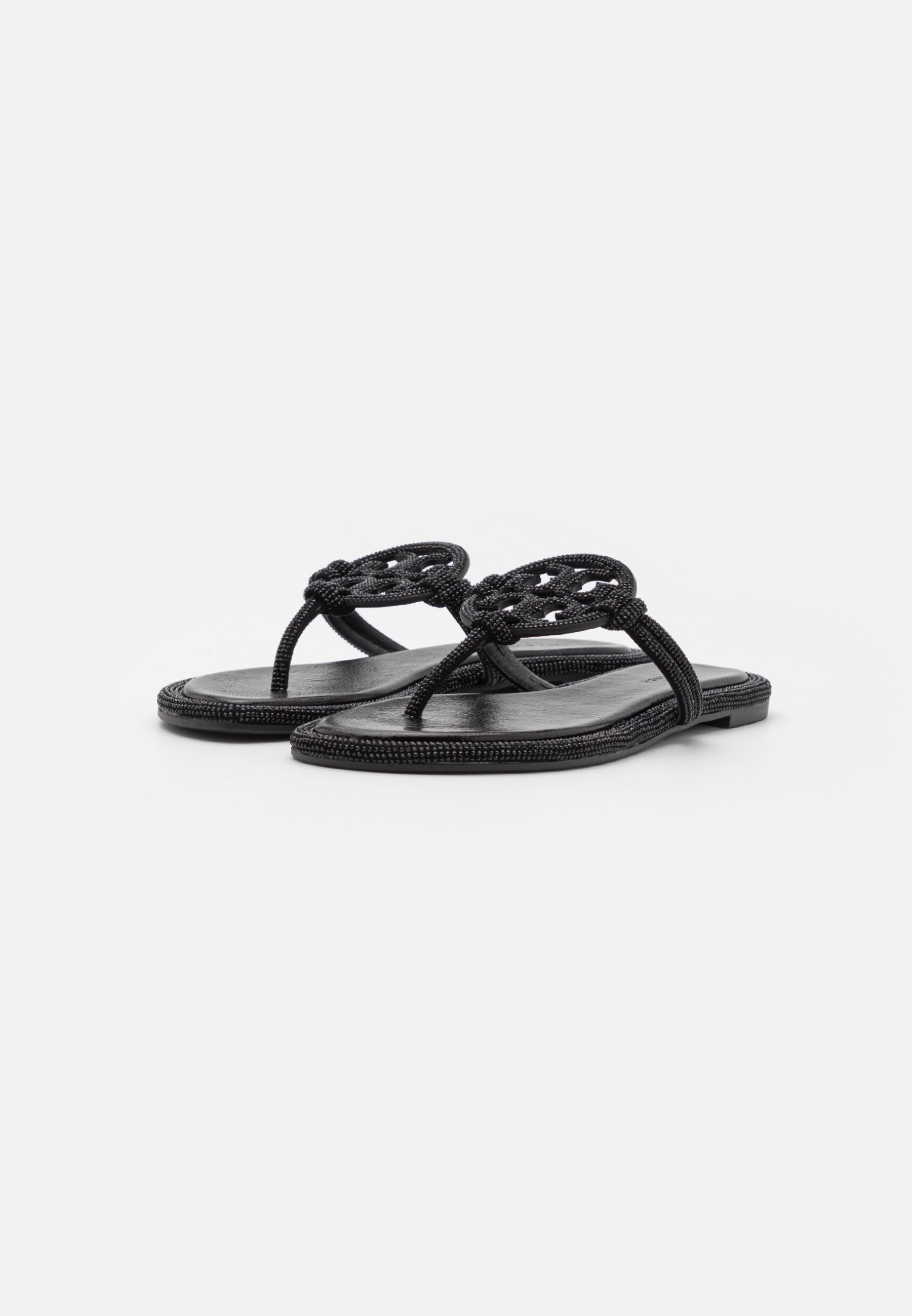 Tory Burch MILLER KNOTTED PAVE - Sandały z paskiem w kształcie litery T - idealna czerń
