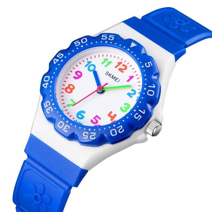 Reloj infantil SHARPHY para niños y niñas, marca 2019, bonito diseño floral, cuarzo, resistente al agua, azul, regalo de Navidad