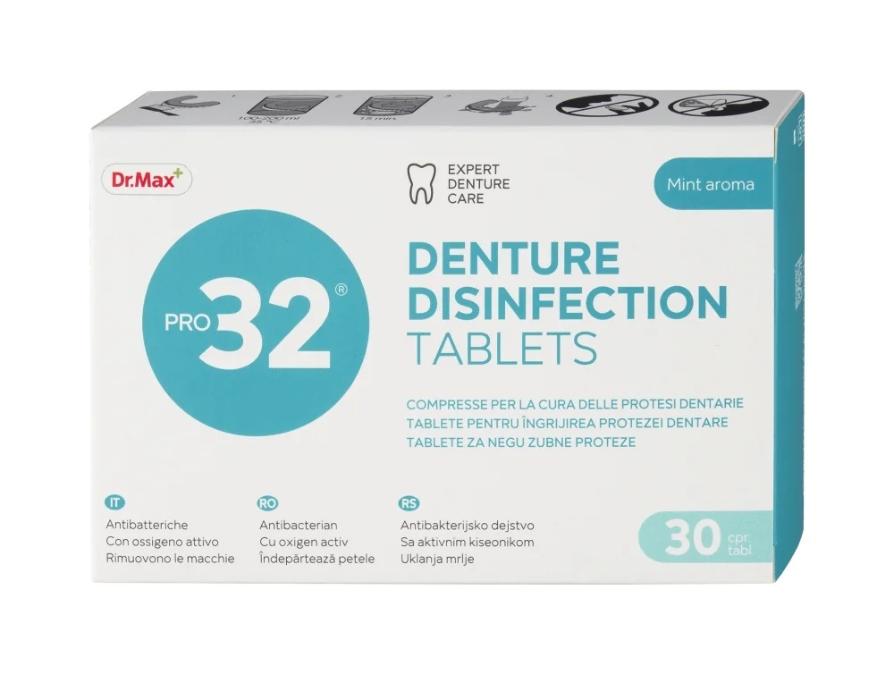 DR. MAX Dr. Max Pro32 Désinfection des prothèses dentaires 30 comprimés d'hygiène buccale