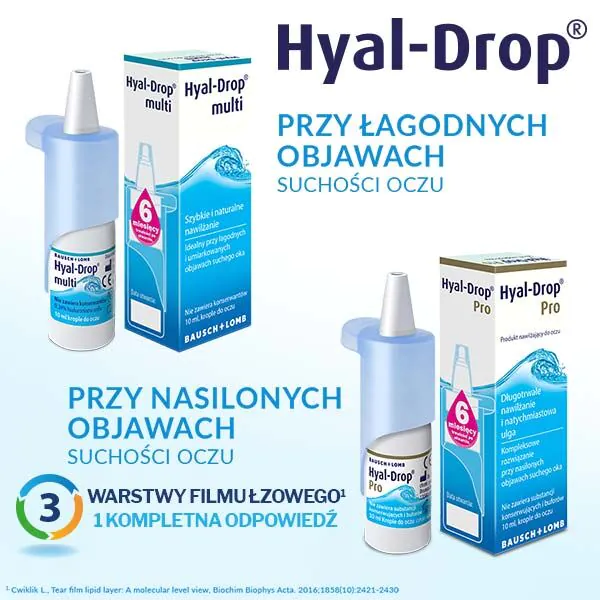 Hyal-Drop Multi, Nawilżające krople do oczu, Bez konserwantów