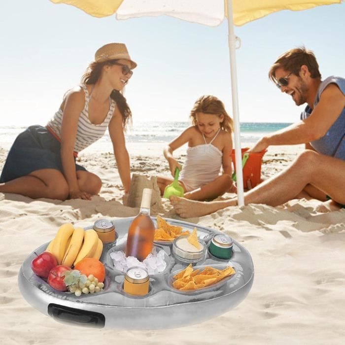 Bandeja flotante para piscina - 8 agujeros - Hinchable - Para piscina / spa / playa - Capacidad para vasos y bebidas