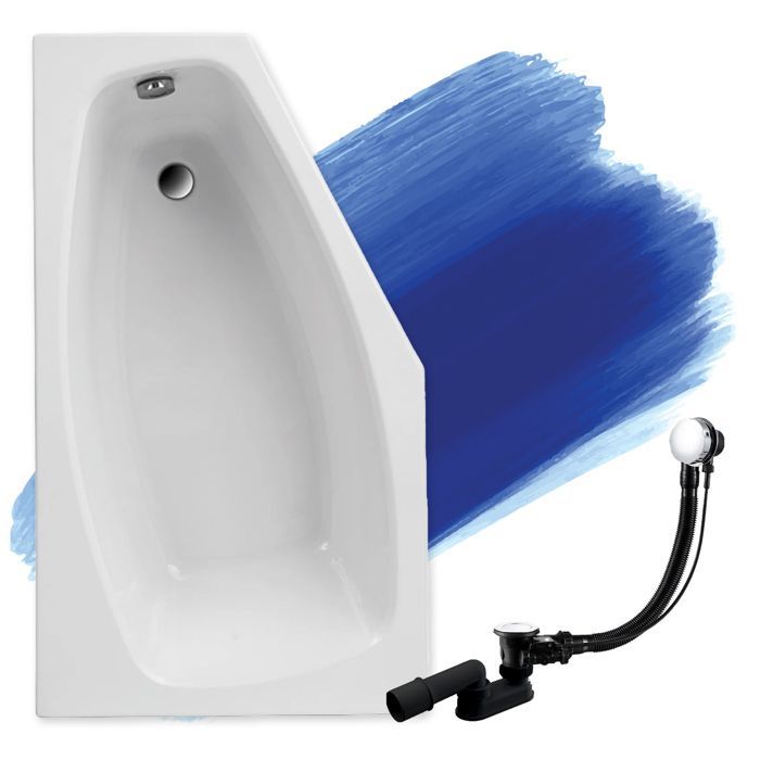 Baignoire Bain d'angle 140x80 Gauche, Siphon de bain et pieds 3en1 - MARIKA