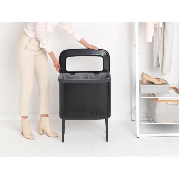 Corbeille à linge - BRABANTIA - Bo - 60 litres - Noir - Ouverture Quick-Drop