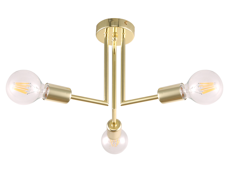 Lampa sufitowa Pipes 3-punktowa stalowa złota