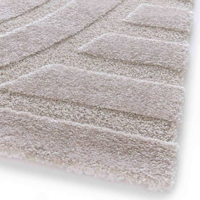 Tapis rectangulaire à poils ras motif contemporain beige 160 x 230 cm - Oviala