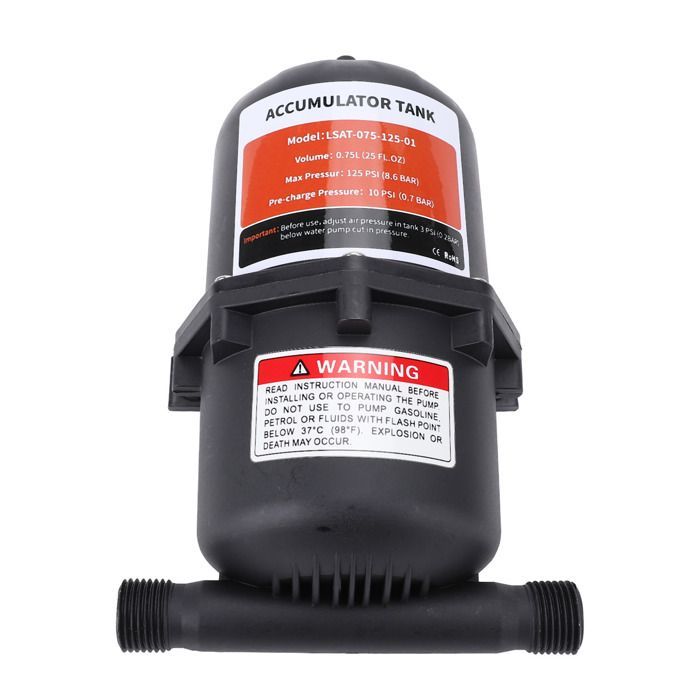 Tanque acumulador presurizado SHIPENOPHY de 0,75 L para vehículos recreativos - 1/2'' MNPT, 10–125 PSI