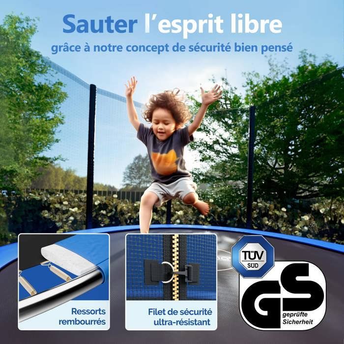 Monzana Trampoline extérieur Rond Ø183cm Max. 50kg Set Complet Filet de sécurité Porte d'entrée échelle poteaux Jardin