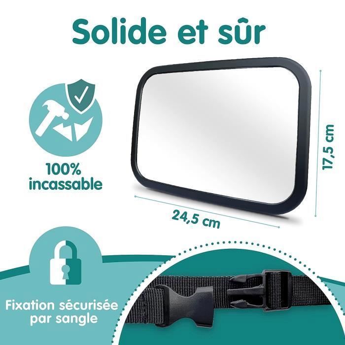 Retroviseur Voiture Bebe, Miroir Voiture Bébé – ABURNUDREY 100 % Incassable, Miroir Voiture Bébé pour Sécurité Sièges Arrière