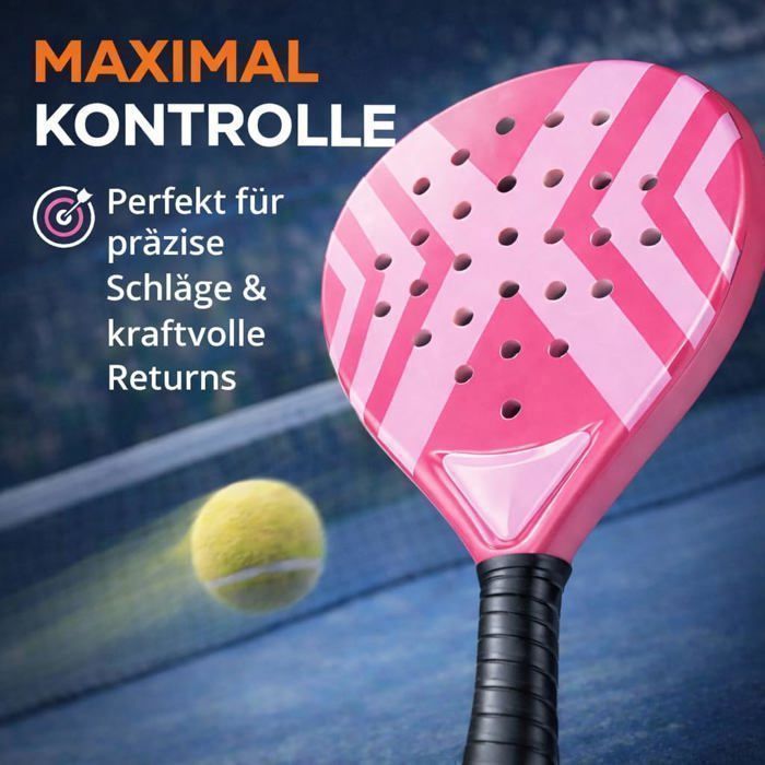 Set de raquettes de padel pour adultes raquette professionnelle – Raquettes de padel pour débutants et joueurs avancés (rose)