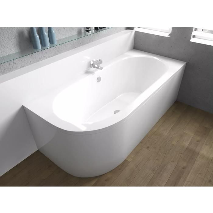 Baignoire Bain d'angle 160x75 Droite avec tablier en acrylique Siphon + pieds