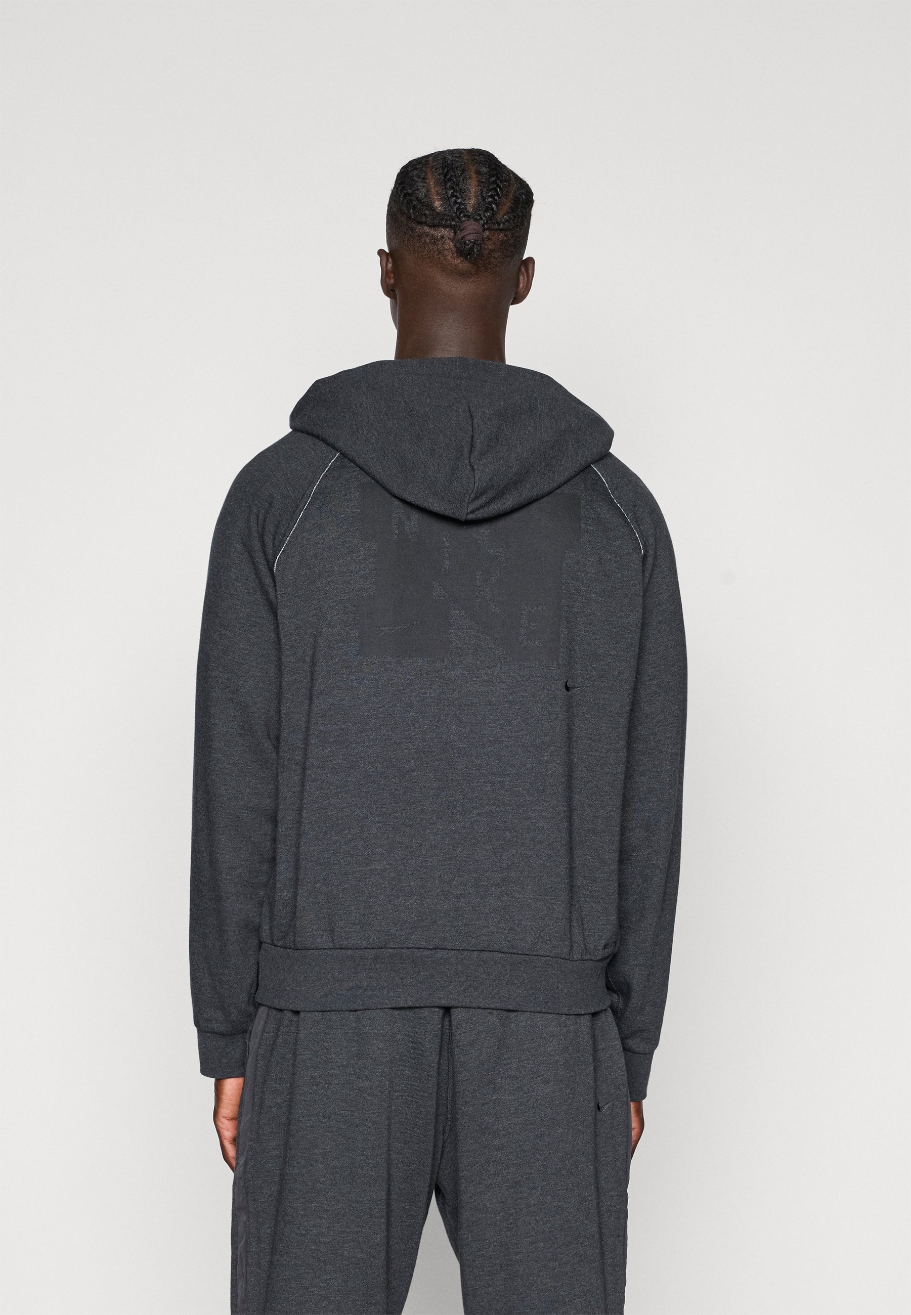 Nike Performance HERITAGE TOP - Mikina s kapucí - black/heather/light ivory