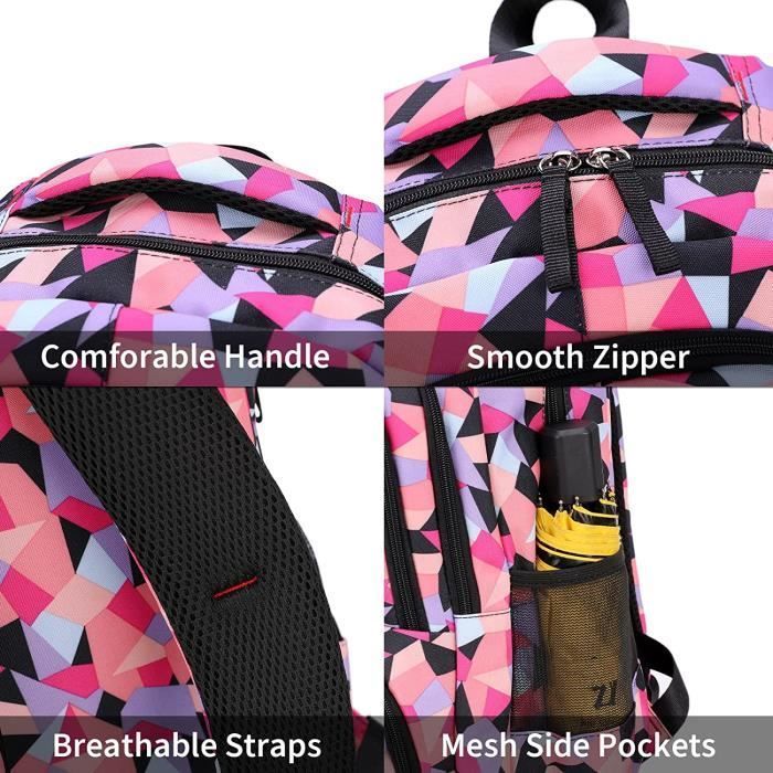 Girls' Schoolbag, Durable Waterproof Multifunctional Schoolbag, Backpack for Boys and Girls (Black)