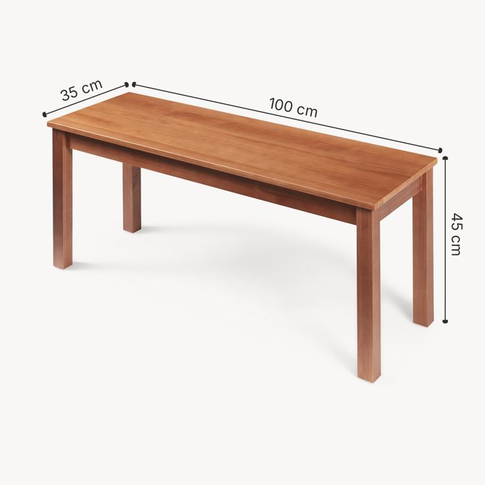 Banco de comedor Trerunulu de 100 x 35 x 45 cm con efecto nogal.