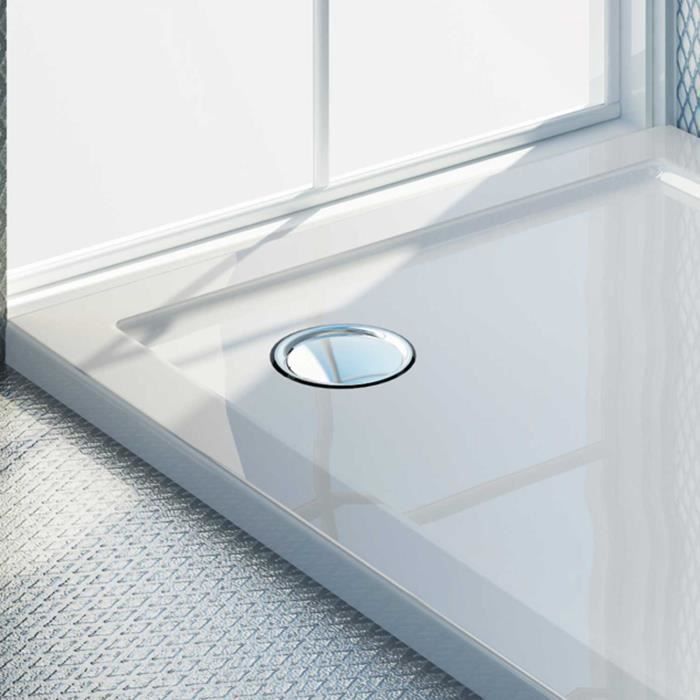 Plato de ducha rectangular de acrílico, modelo Flower UltraSlim - Flower - 80x90x4 cm - Extra plano - Blanco