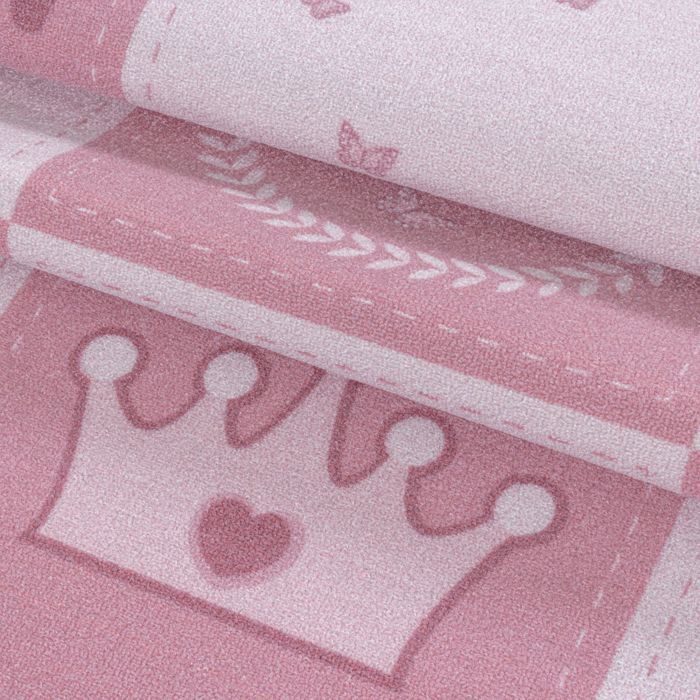 Carpetsale24 Tapis enfant motif à carreaux de petite princesse coloris rose 80x120 cm tapis chambre enfant tapis chambre bébé