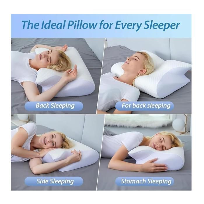 Almohada para la apnea del sueño, almohada antironquidos y para la apnea posicional, almohada cervical ergonómica de espuma viscoelástica (blanca)